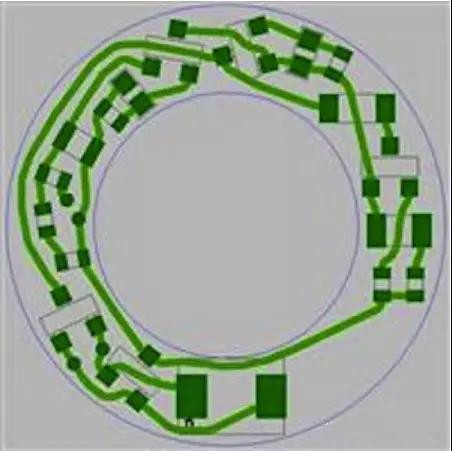 圖6：PCB布線例子：(a)拓撲式自動布線器(完成了100%導(dǎo)線的布線)；